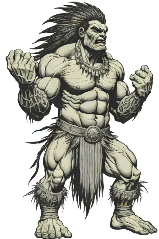 Full Body Hulk Indian Chief Angry Yelling