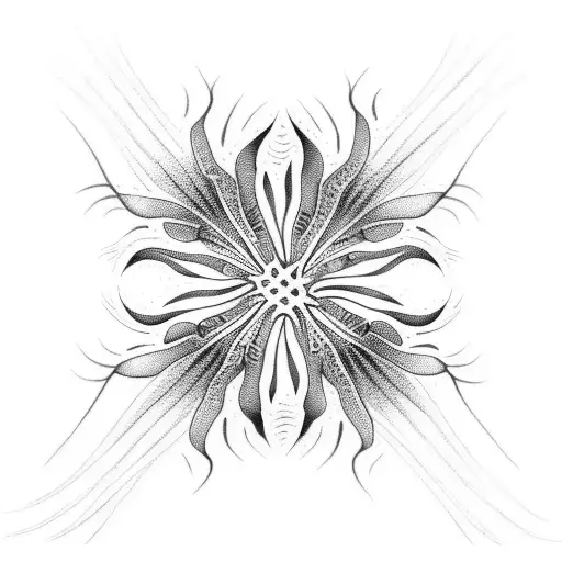 Tribal Centipede That Has Spider Lilies Around It