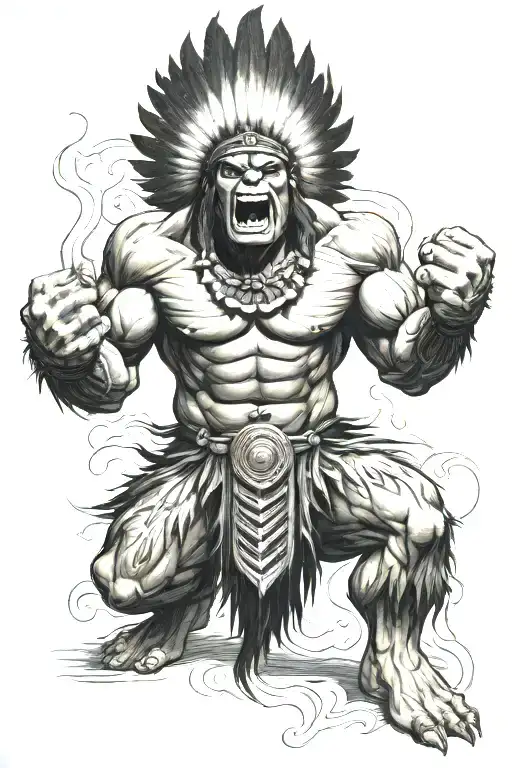 Full Body Hulk Indian Chief Angry Yelling