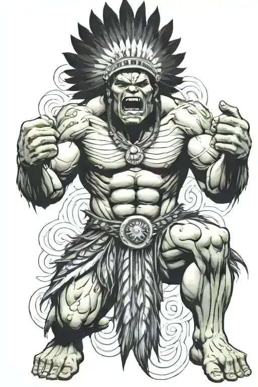 Full Body Hulk Indian Chief Angry Yelling
