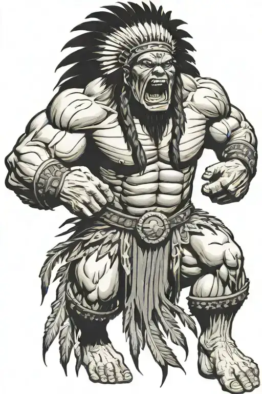 Full Body Hulk Indian Chief Angry Yelling