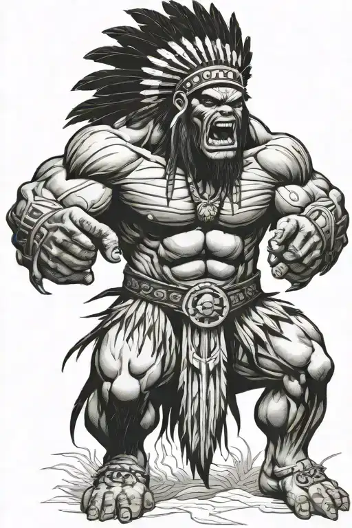 Full Body Hulk Indian Chief Angry Yelling