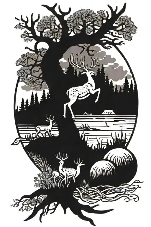 Bowling Deer Hunting Scene