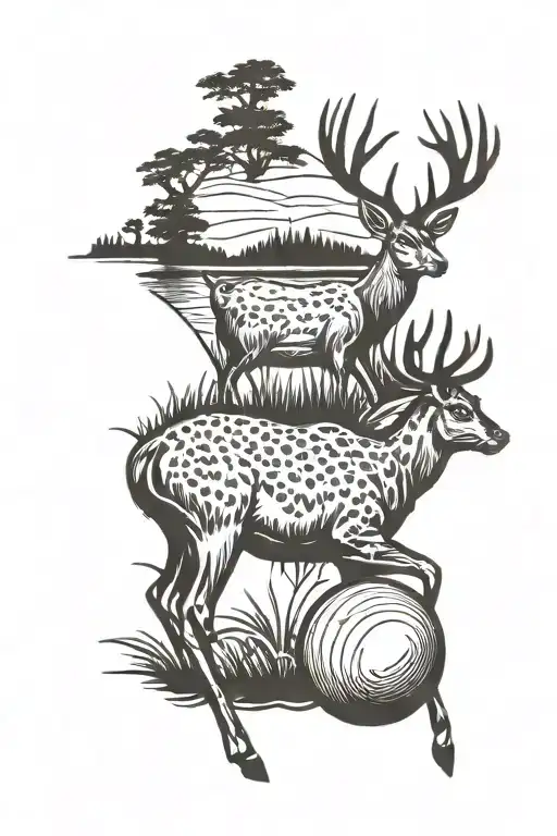 Bowling Deer Hunting Scene