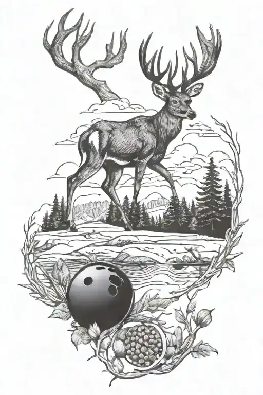 Bowling Deer Hunting Scene