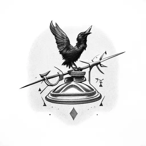 Raven Perched On A Military Helmet