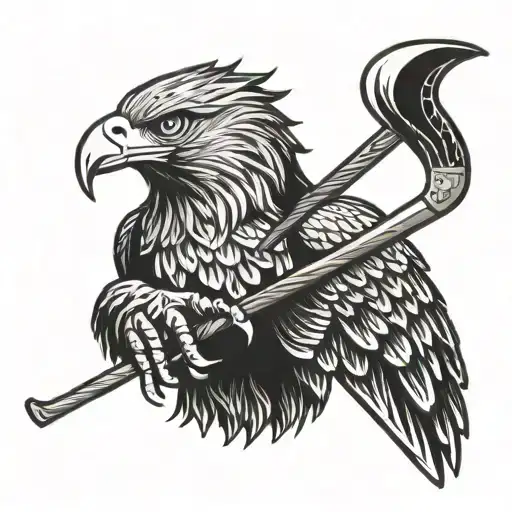 Eagle With Hockey Stick In The Claws