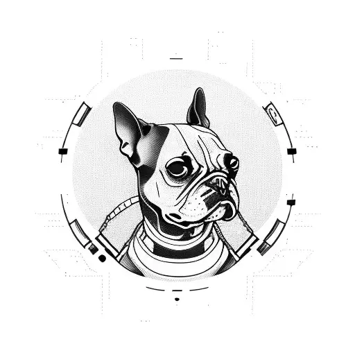 Skateboarding Dog With A Circuit Board Pattern In The Background