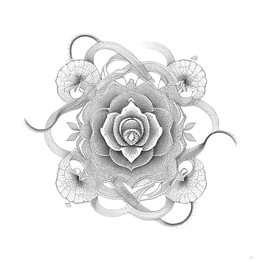 A Symphony Of Soundwaves Intertwined With Delicate Floral Patterns