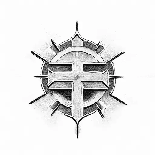 Christian Cross With Sentence Viviare Est Militare