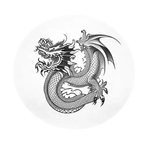 Dragon On Left Shoulder Of A Man