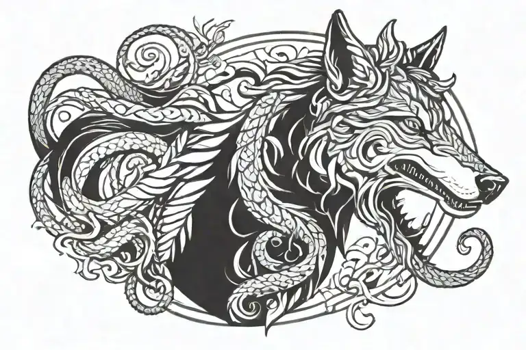 A Logo Of A Wolf Mixed With A Snake Mixed With A Horse