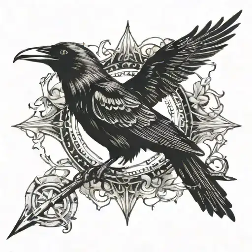 Nordic Compas With Raven Skull