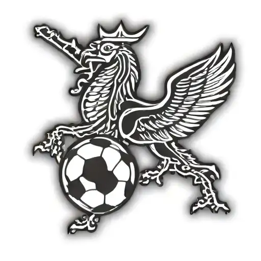 A Sleek Blackwork Design Of The Liverpool Football Club Emblem With Mechanical Elements Incorporated