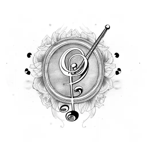 Treble Clef Bass Clef Heart With Watercolor Splashes And Flowers