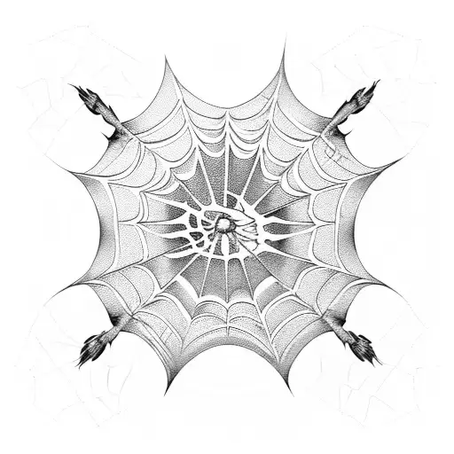 Spider Web Intertwined With Gears