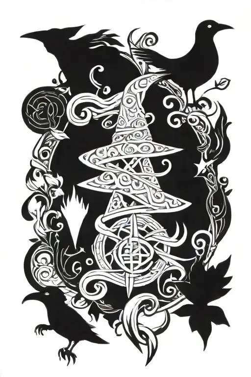 Slavic Symbols In Witch Theme For Girl