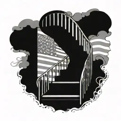 Staircase To Heaven And The American Flag