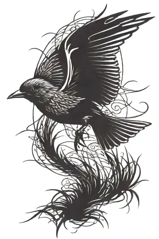 Bird Flying On Grass Looking