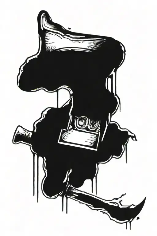 A Hand Made Of Black Substance Holds A Knife