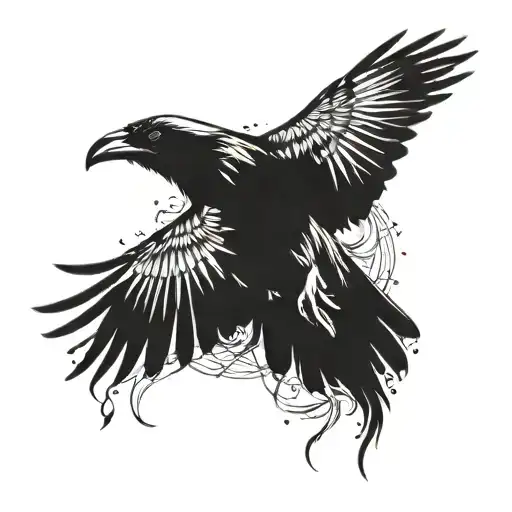 Falling Raven Flying