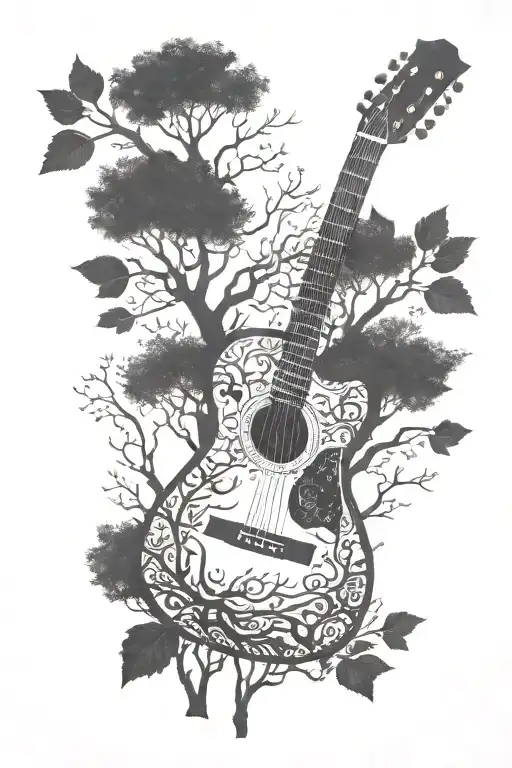 Acoustic Guitar Trees Background