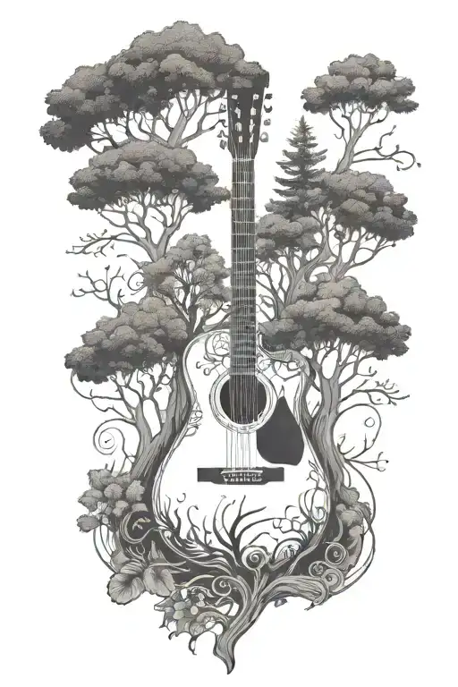 Acoustic Guitar Trees Background