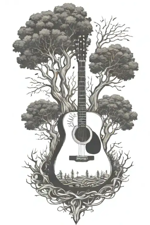 Acoustic Guitar Trees Background