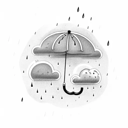 Umbrella With Cloud And Rain And Lightning