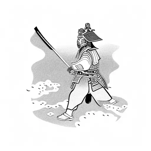 Samurai Holding Hands With A Little Child