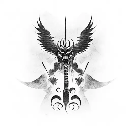 Winged Demon Playing A Guitar