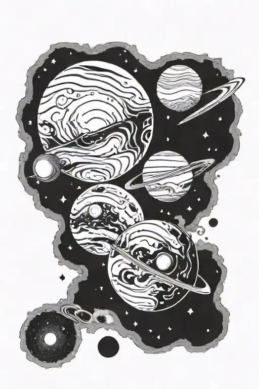 Galaxy Scene With Two Planets Representing Each Of Your Kids