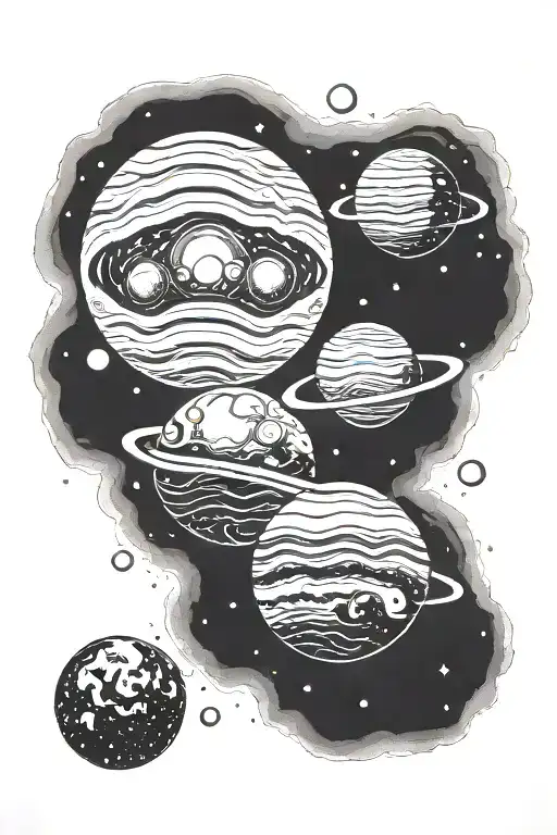 Galaxy Scene With Two Planets Representing Each Of Your Kids