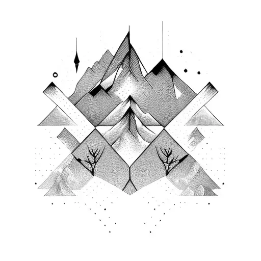 Abstract Black Tattoo Mountain Related