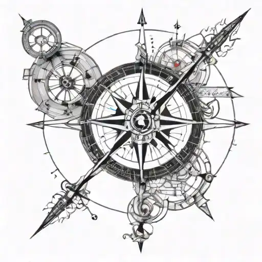 An Intricate Nautical Compass Intertwined With Data Analysis Graphs And Charts
