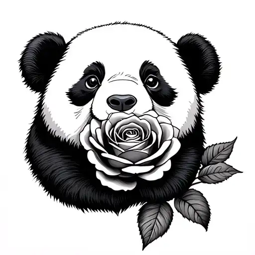 Panda Bear With Rose