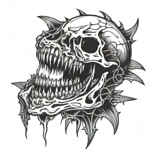 Shark Jaw Skull With Barbed Wire Wrapped Around Some Of It