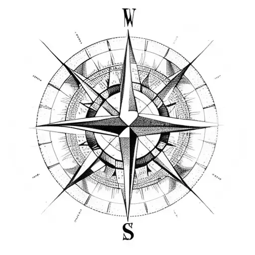 Compass Rose With Travel Destinations As Markers