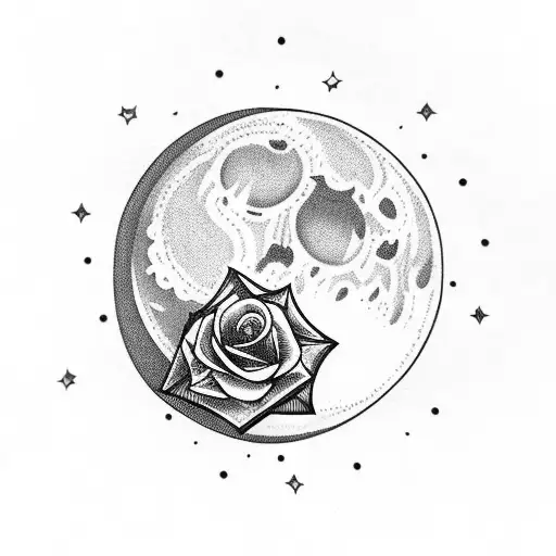 Moon With Roses And A Little Camp Ground