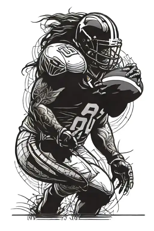 Big Woman Posing American Football Player