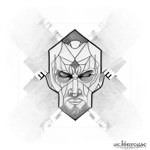 Arm Sleeve Tattoo Of Different Faces In Square Tiles