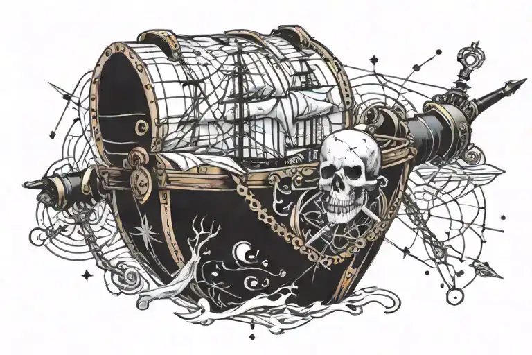 Sagittarius Constellation Behind Pirate Theme Upper Chest