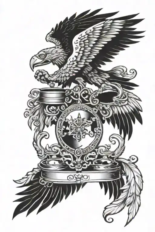 Cam Drum And Double Headed Eagle Combination Black And White