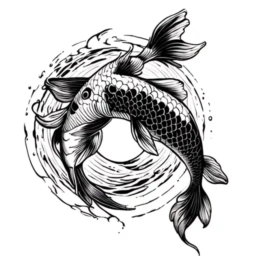 Koi Fish And Circular Tattoo Design