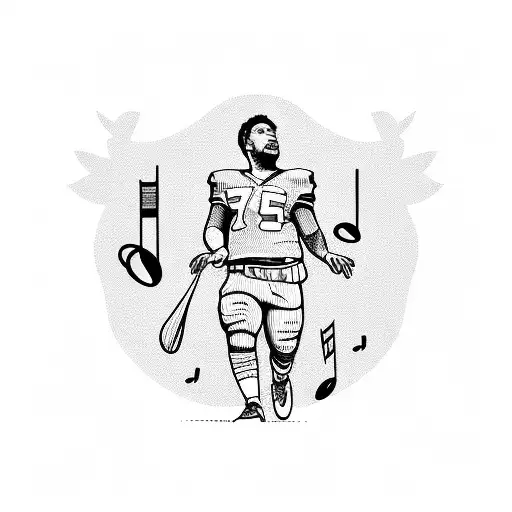 A Football Player Surrounded By Musical Notes