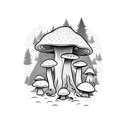 Forest With Mushrooms