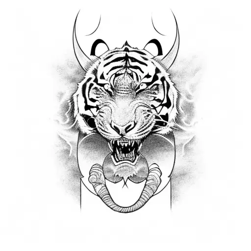 A Dragon And A Tiger Engaged In An Epic Battle