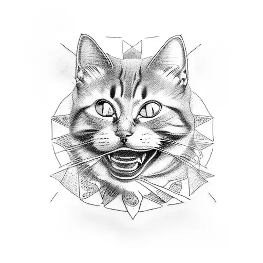 Cat With Angry Expression And Sharp Teeth