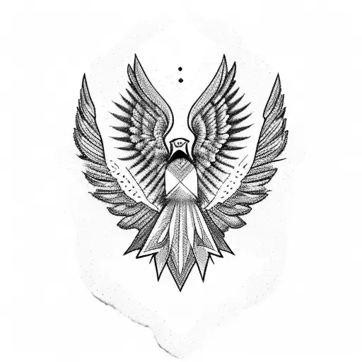 A Blackwork Tattoo Of An Eagle Soaring Over The Arizona Desert