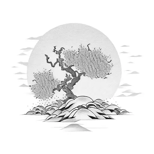 Samurai Next To Peach Tree